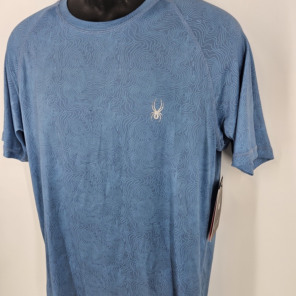 Spyder Shirt Men's Size Small Blue Swim Rash Guard Shirt UPF 30 Surf Beach